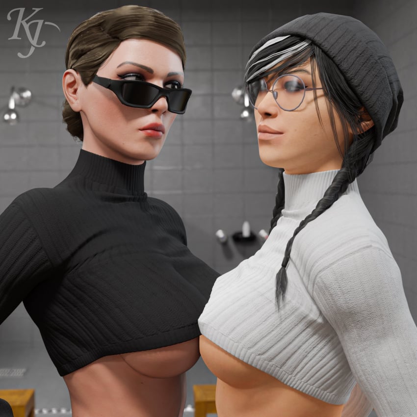 2girls 3d big_breasts breasts bust busty chest curvaceous curvy curvy_figure dokkaebi_(rainbow_six) female grace_nam hips hourglass_figure huge_breasts kjthegrimreaper large_breasts light-skinned_female light_skin mature mature_female rainbow_six rainbow_six_siege slim_waist tom_clancy ubisoft zofia_(rainbow_six) zofia_bosak