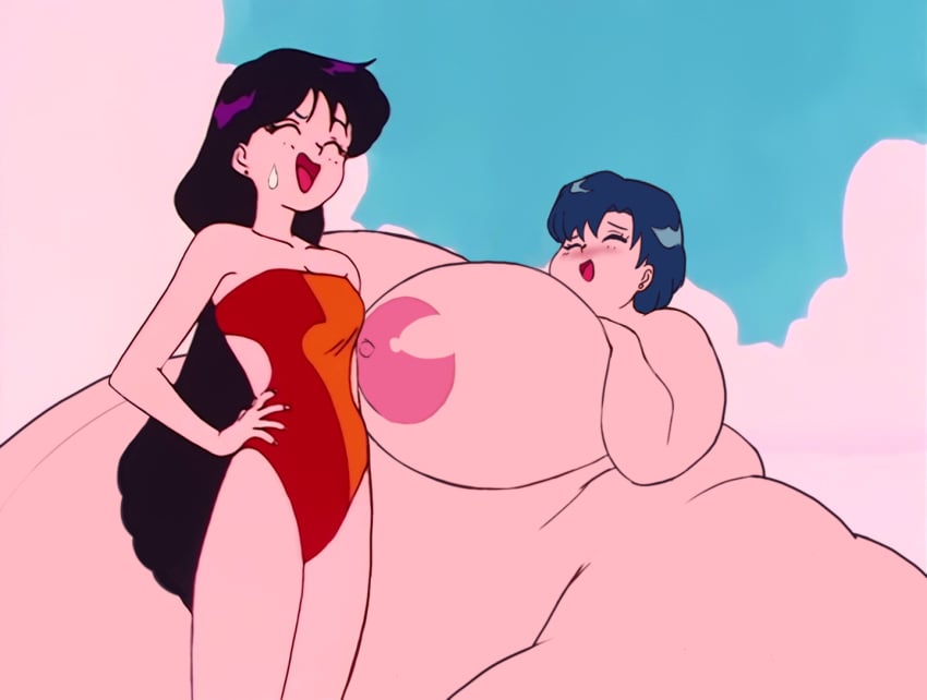 2d ami_mizuno bbw beach belly_expansion belly_inflation bishoujo_senshi_sailor_moon black_hair blue_hair chet_rippo closed_eyes edit edited expansion exposed_ass exposed_breasts exposed_nipples fat gigantic_breasts growth hyper_ass hyper_breasts looking_at_another looking_at_partner looking_down naked naked_female nervous one-piece_swimsuit open_mouth outdoors outside rei_hino swimsuit tagme the_tits_of_mio