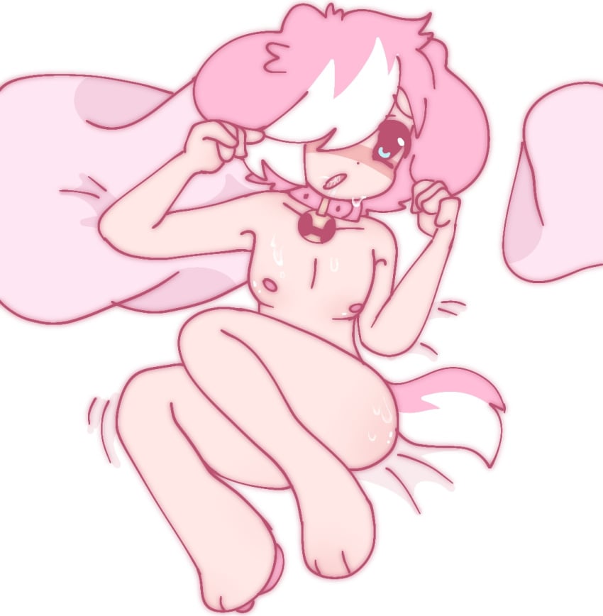 cute_male dog_ears dog_tail femboy nude_male pink_hair puppyboy submissive submissive_male twink