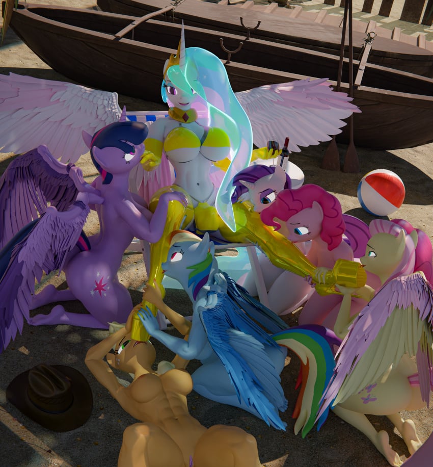 3d_(artwork) abs absurd_res alicorn anthro anthrofied applejack_(mlp) ass big_breasts breasts clothed clothed/nude clothing crown digital_media_(artwork) equid equine eyelashes female fluttershy_(mlp) friendship_is_magic ftg_crossgender fti_crossgender genitals group gynomorph gynomorph/female hasbro headgear hi_res horn huge_filesize intersex intersex/female kayak kneeling latex legwear licking_shoe mammal my_little_pony mythological_creature mythological_equine mythology navel nipples nude pinkie_pie_(mlp) princess_celestia_(mlp) pupils pussy rainbow_dash_(mlp) rarity_(mlp) rule_63 thick_thighs thigh_highs twilight_sparkle_(mlp) unicorn vehicle vladichslg watercraft wings