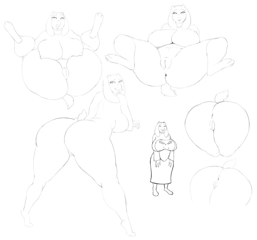 1girls 2017 2d anthro anthro_female anthro_only anus ass big_breasts big_butt blush boss_monster breasts caprine clothing dat_ass delta_rune female female_only furry furry_female furry_only goat horn huge_breasts humanoid humanoid_female humanoid_only ink ipan looking_at_viewer looking_back mammal mammal_humanoid mature_female milf model_sheet monochrome nipples nude open_mouth presenting presenting_anus presenting_hindquarters presenting_pussy pussy raised_tail robe sketch slightly_chubby smile solo spread_legs spreading toriel undertale undertale_(series) video_games voluptuous