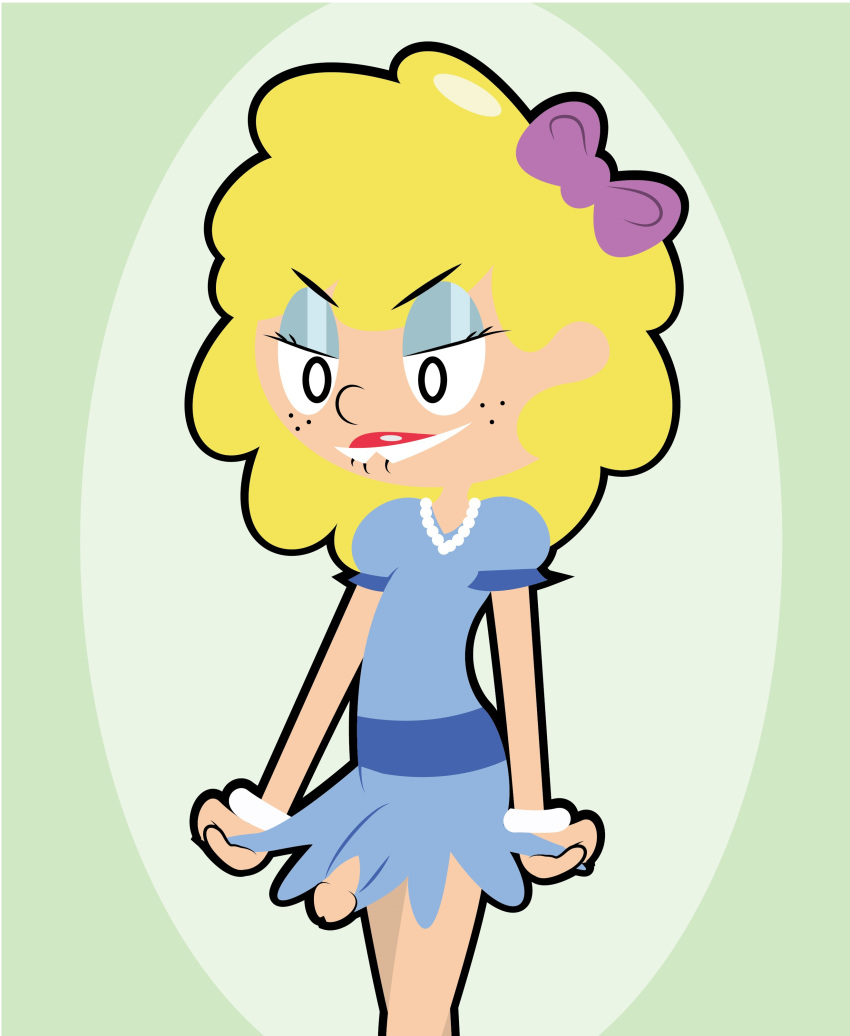 1boy blonde_hair crossdressing femboy freckles lincoln_loud nickelodeon solo straight_hair the_loud_house trap zabthekabbit