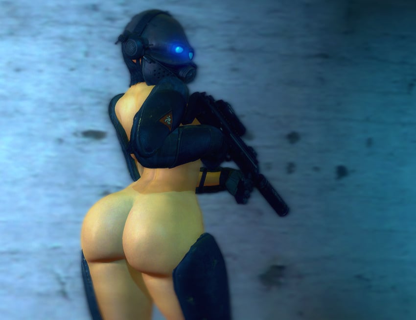 1girls 3d armed artist_request ass ass_focus big_ass combine_(half-life_series) combine_soldier_(half-life_series) female female_only gas_mask gun half-life half-life_(series) half-life_2 half_naked human human_female mask masked masked_female pose posing practically_nude solo thick_ass thick_thighs weapon