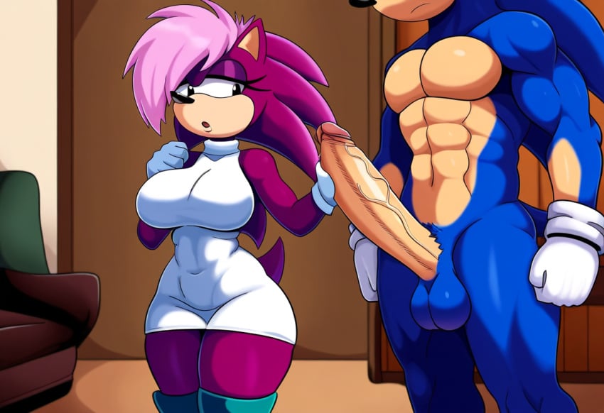 1boy 1girls ai_generated ass blue_body breasts incest incest_(lore) magenta_fur male/female pink_hair sex sonia_the_hedgehog sonic_(series) sonic_the_hedgehog sonic_the_hedgehog_(series) sonic_underground sonic_x_sonia straight veiny_penis