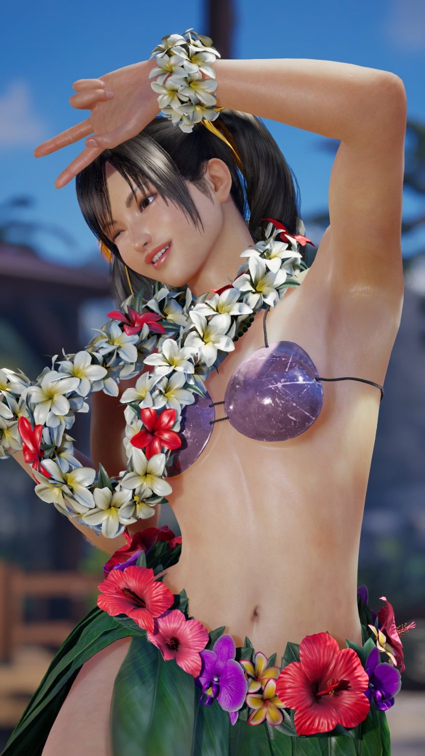 bikini female female_only ling_xiaoyu namco omegaxsmash screencap small_breasts smile solo solo_female tekken tekken_8