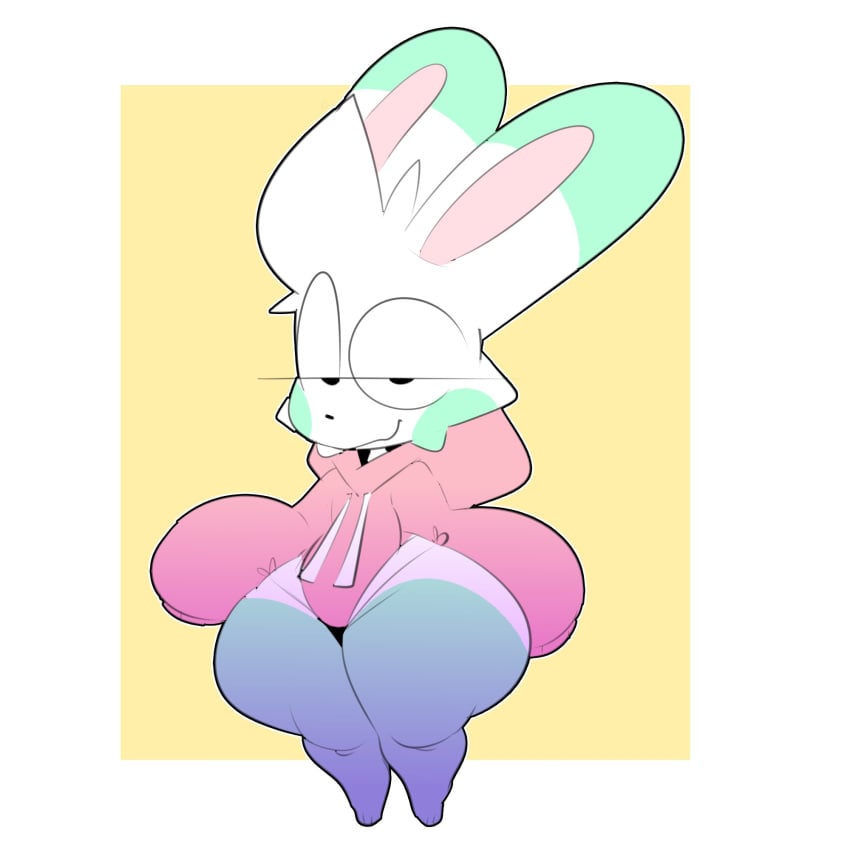 anthro bunny femboy hoodie lagomorph shortstack squashortstacks thick_thighs wide_hips