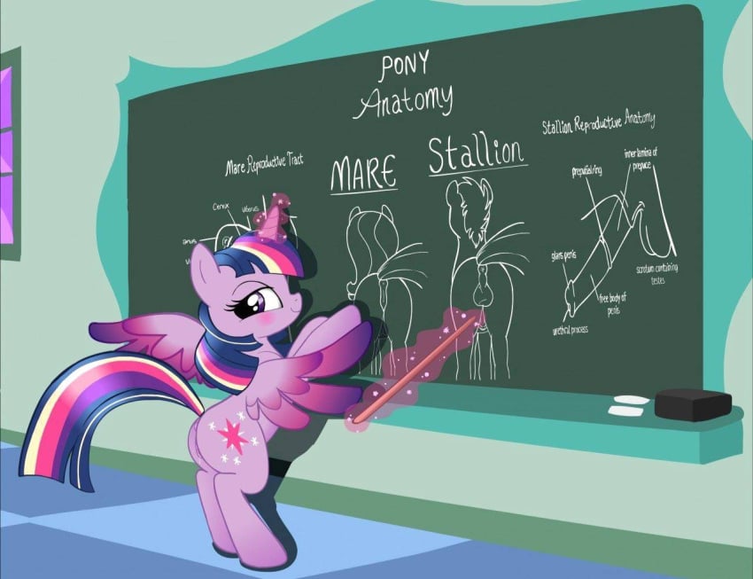 chalkboard classroom english_text my_little_pony nude teaching text twilight_sparkle_(mlp)