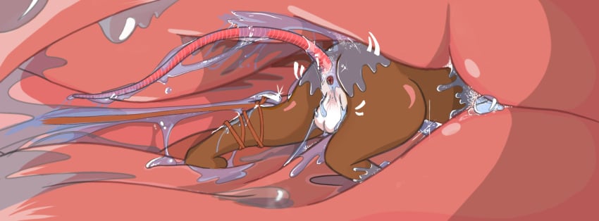 anthro anthro_prey anus ass balls biped bodily_fluids brown_body digital_media_(artwork) foxyoreos fully_inside genitals hi_res inside_throat internal krita_(artwork) male male_anthro male_prey mammal murid murine nude nude_anthro nude_male rat rodent rope saliva smaller_prey soft_vore solo tail unseen_pred vore vore_tether willing_prey