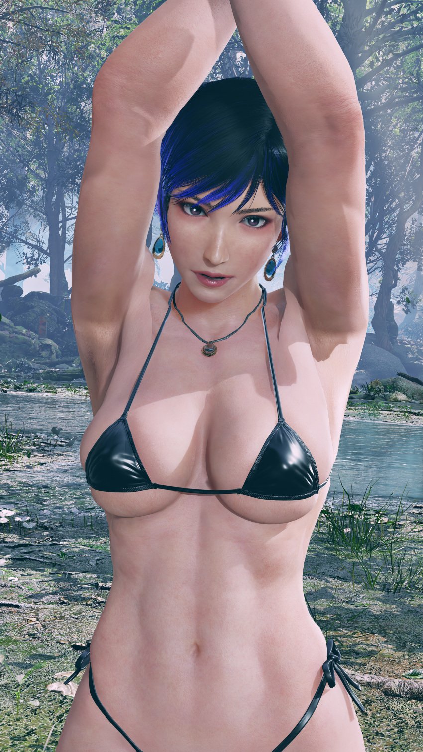 armpits breasts envy15re2lm female female_only micro_bikini mod reina_mishima tekken tekken_8 thick_thighs