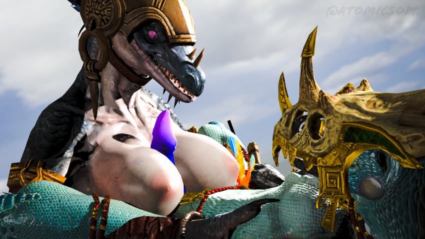 3d_(artwork) anthro atomicsopp_sfm bless_online blue_body blue_scales breast_play breasts close-up crossover digital_media_(artwork) duo erection female genitals hi_res lizard lizard_(bless_unleashed) lizardman lizardman_(warhammer_fantasy) male male/female outside outside_sex paizuri penis penis_in_breast pink_eyes reptile saurin scales scalie sex skink_(warhammer_fantasy) source_filmmaker_(artwork) titfuck titjob warhammer_(franchise) warhammer_fantasy white_body white_scales yellow_eyes