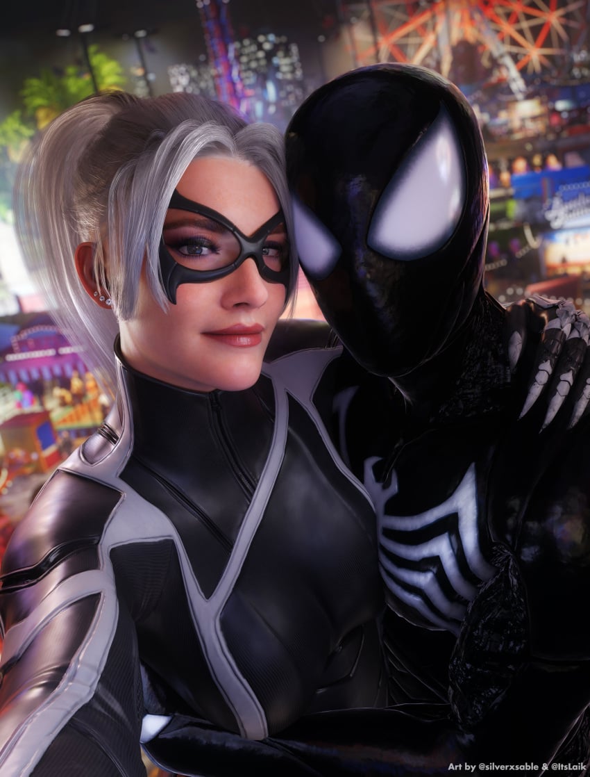 1boy 1boy1girl 1girl1boy 1girls 2024 3d 3d_(artwork) amusement_park background black_cat_(insomniac) black_cat_(marvel) blue_eyes bodysuit breasts chest city city_background couple couple_(romantic) couples date date_night earrings eyelashes eyeshadow felicia_hardy female focus gloves hand_on_shoulder hands_on_waist hug hugging itslaiknsfw laik3d laiknsfw light-skinned_female light_skin looking_at_viewer lovers lovers_moment male male/female marvel marvel_comics mask masked masked_female masked_male nails peter_parker ponytail red_lipstick romantic romantic_couple scenery selfie silverxsable skin_tight smile smiling spider-man spider-man_(black_suit) spider-man_(insomniac) spider-man_(insomniac_series) spider-man_(series) spider-man_2_(ps5) straight superhero superhero_couple superheroine tight_clothes tight_clothing valentine's_day voluptuous voluptuous_female white_hair