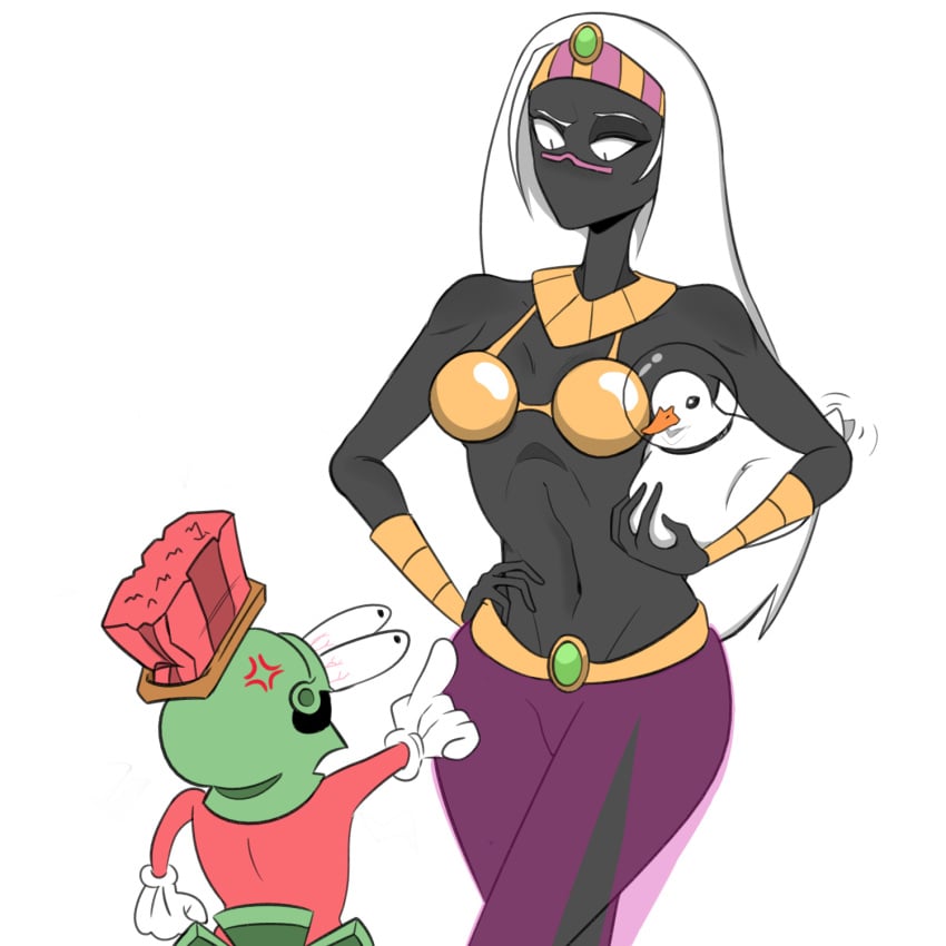 alien alien_boy alien_girl alien_humanoid black_body black_skin cartoon_network duck duck_dodgers gold_bikini_top looney_tunes martian martian_(duck_dodgers) marvin_the_martian namecode017 queen_tyr'ahnee warner_bros warner_brothers white_hair