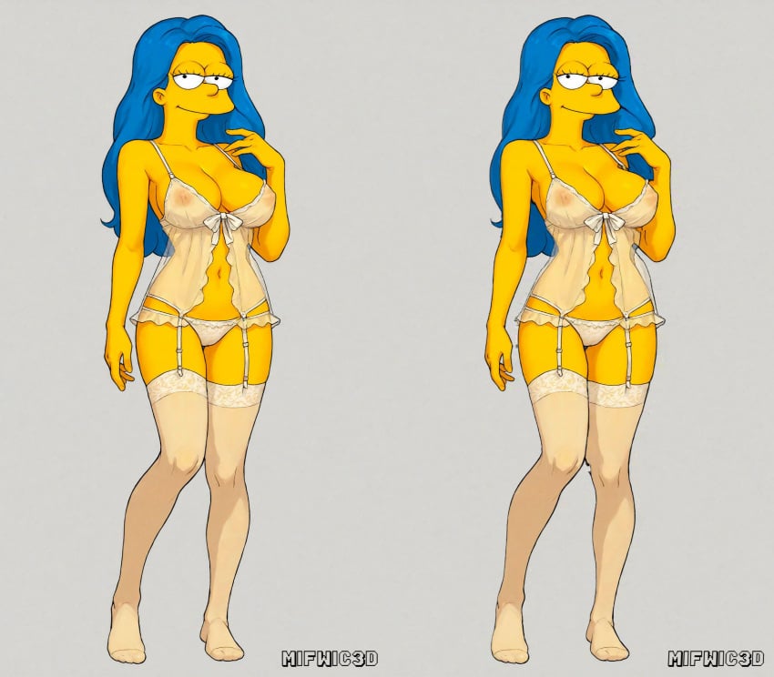 ai_assisted clothing female hair_blue human marge_simpson mifwic3d pale_skin stereogram the_simpsons vr