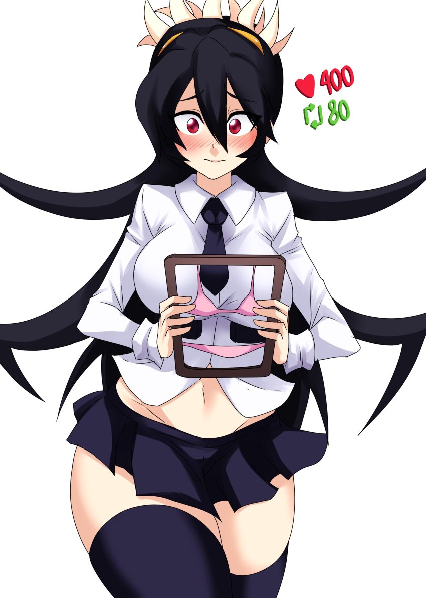 1girls big_breasts bikini blush female filia_(skullgirls) micro_bikini skullgirls thick_thighs tobyllitos twitter_strip_game_(meme)