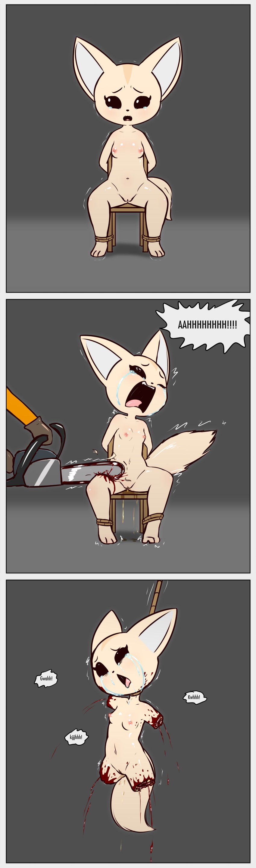 absurd_res aggressive_retsuko aggretsuko amputee anthro blood bodily_fluids bound bound_to_object breasts canid canine clothing cruelty crying death_piss disability dismemberment duo dying e254e execution eye_bags female fennec_fox fenneko fox genital_fluids genitals gloves gore handwear hanged hi_res incontinence killing mammal missing_arm missing_leg navel nipples nude peeing peeing_self pussy quadruple_amputee ryona sanrio scared screaming suffering tears tied_to_chair torture true_fox urine wince