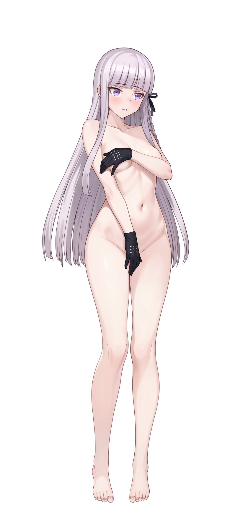 1girls completely_nude covering_nipples covering_pussy danganronpa danganronpa:_trigger_happy_havoc danganronpa_(series) female female_only human kirigiri_kyouko solo tagme vodka13