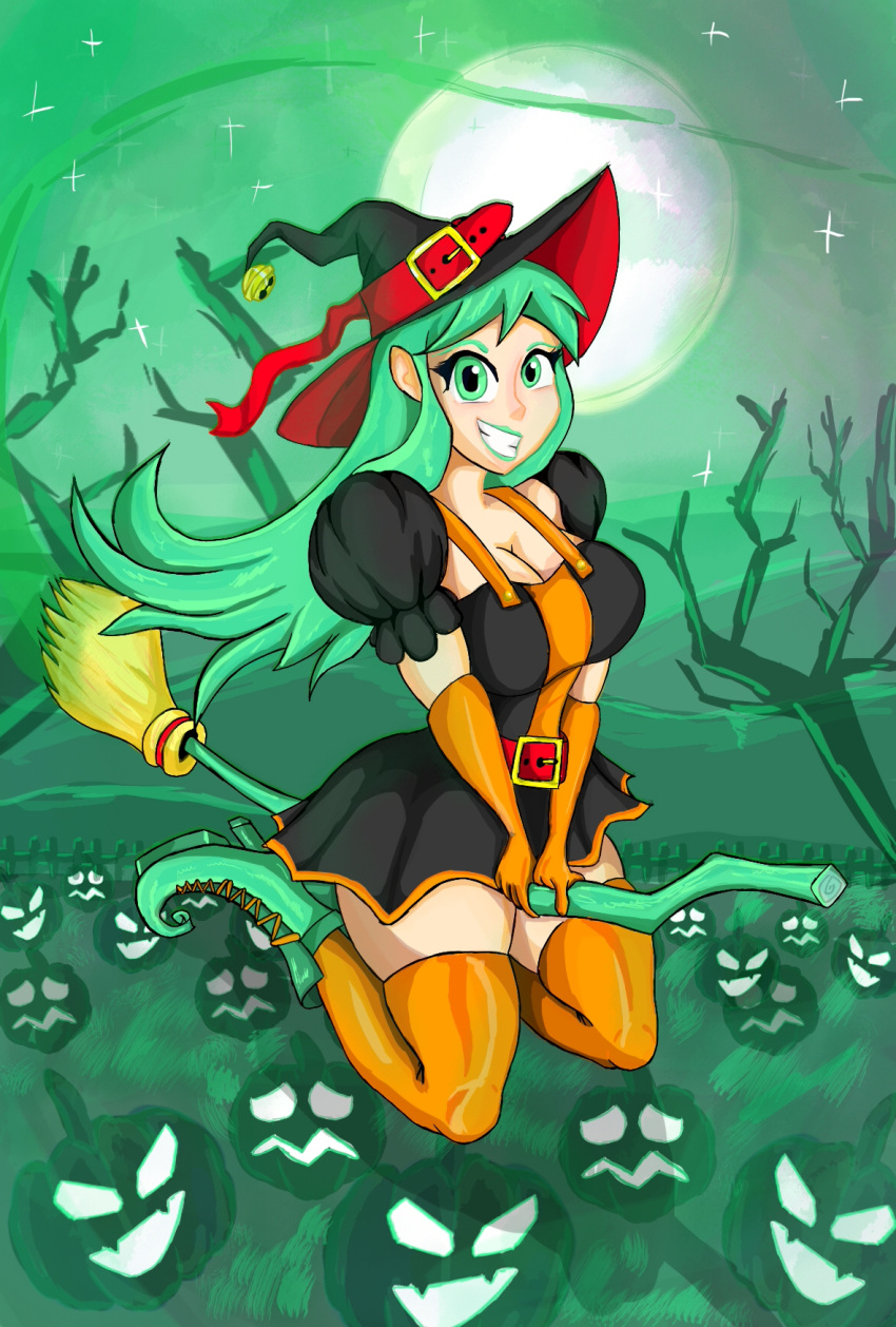 artist_name artist_request broom character_request dream_jack flying night oc original pistach-wich pistachio pumpkin witch witch_hat