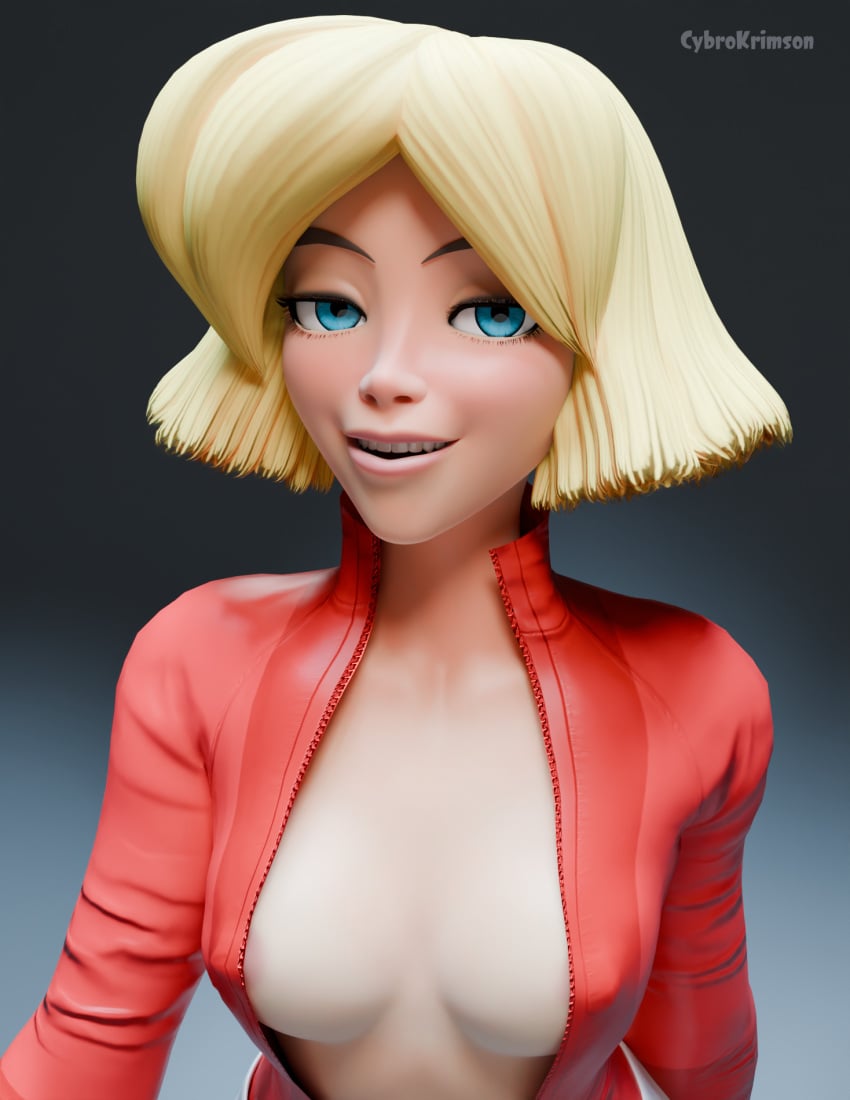 3d blender breasts catsuit clover_(totally_spies) cybrokrimson latex lia_3d solo_female totally_spies