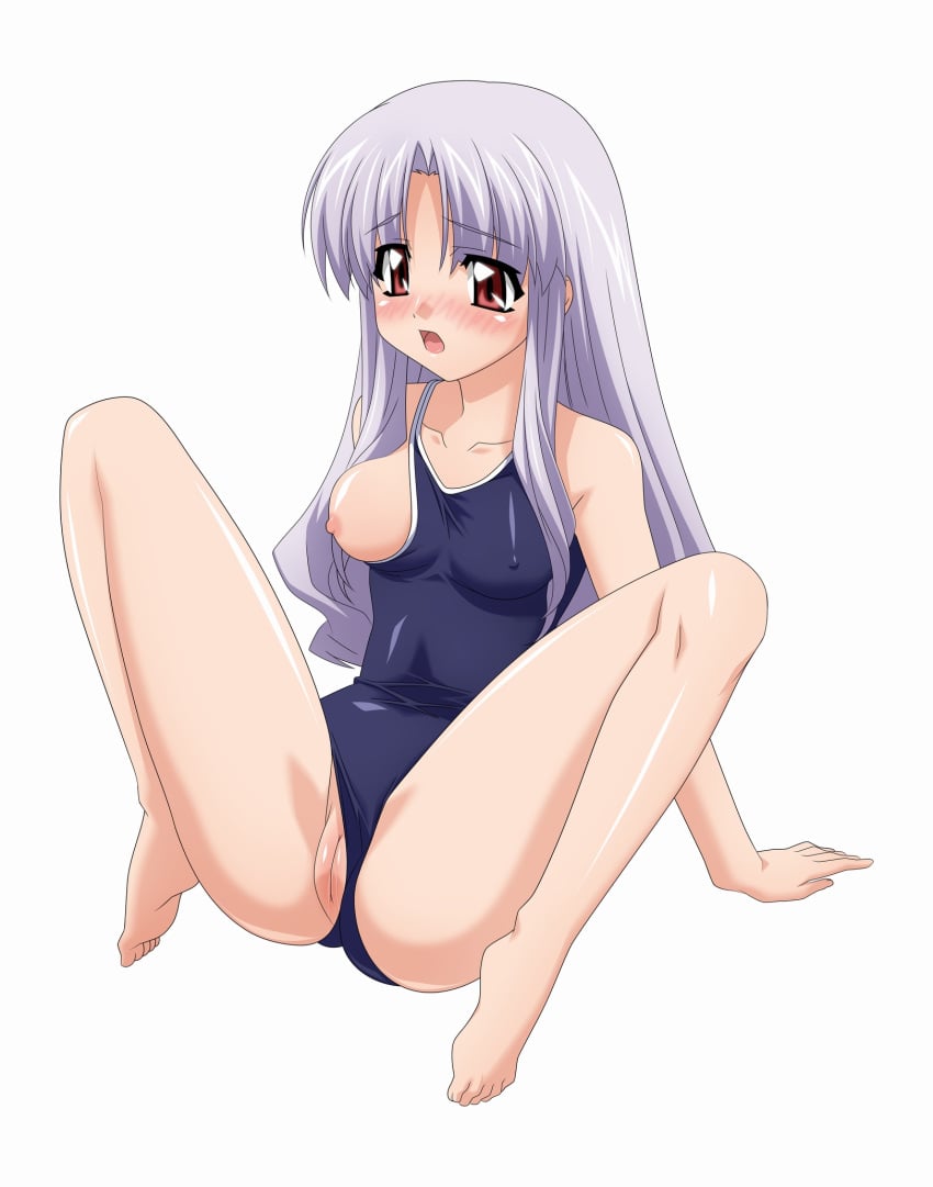 azmaria_hendric barefoot chrono_crusade feet red_eyes silver_hair sugimura_tomokazu swimsuit tagme toes