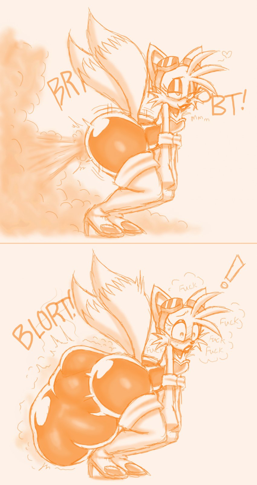 anthro big_ass charygem comic fart femboy furry krinklymay lips redraw redrawn rouge_the_bat_(cosplay) scat soiling sonic_(series) sonic_the_hedgehog_(series) suit_inflation tails tails_the_fox text