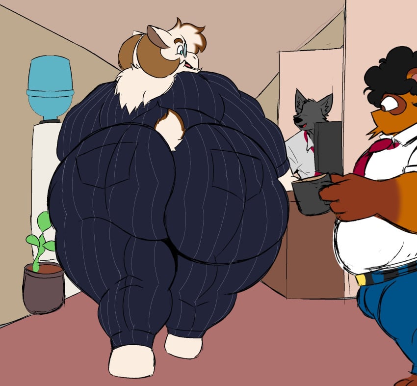 3boys anthro bhm big_ass big_ass_(male) big_butt business_attire business_man business_suit businessman furry huge_ass huge_butt male male_only marshal_(serbiansockfight) overweight overweight_male staring_at_ass suit tight_suit wide_hips yifforroarts