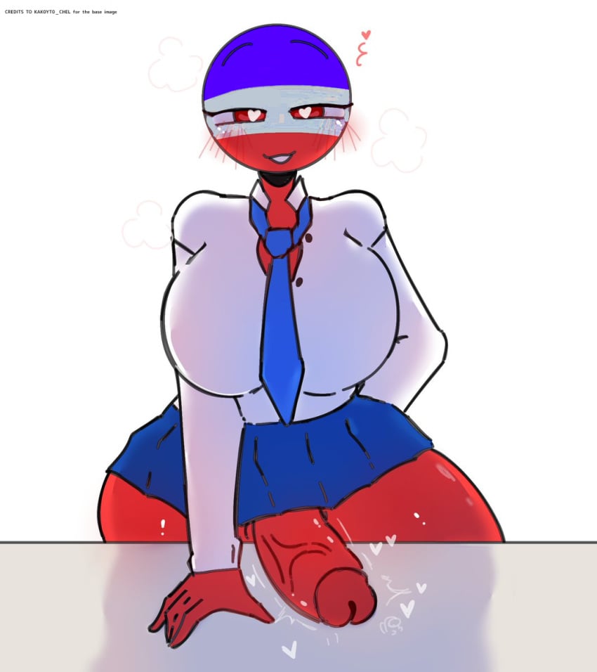 1futa big_breasts bottomless breasts clothed clothing countrycountryhumans_girl countryhumans countryhumans_oc erection futa_only futanari huge_cock humanoid humanoid_penis kak0yt0_chel mostly_clothed niureltha penis red_body school_uniform solo standing thick_thighs tie vermilia_(countryhuman) wide_hips