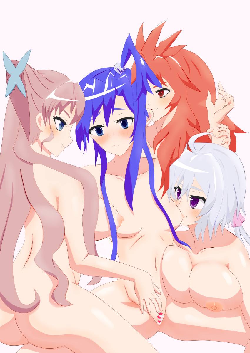 amou_kanade breast_sucking censored fingering group_sex kazanari_tsubasa maria_cadenzavna_eve nude senki_zesshou_symphogear yukine_chris yuri