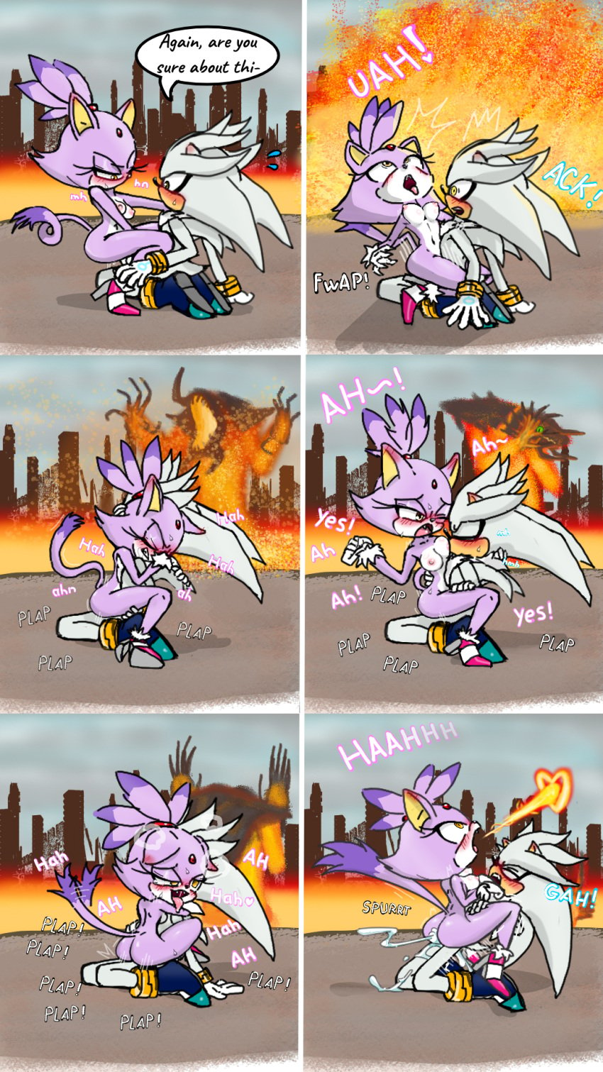 blaze_the_cat blush breast_kiss breast_sucking color comic comic_page cowgirl_position creampie dialogue female/male fire iblis_(sonic) male/female mitachondrayen_(artist) naked_female silver_the_hedgehog sonic_(series) sonic_the_hedgehog_(series) sucking_nipples tagme tongue_out vaginal_penetration vaginal_sex