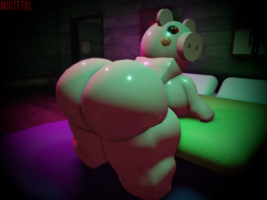 1girls 3d aged_up bed big_ass big_breasts female female_focus female_only infected_(piggy) muitetul naked penny_(piggy) pig piggy_(game) posing solo