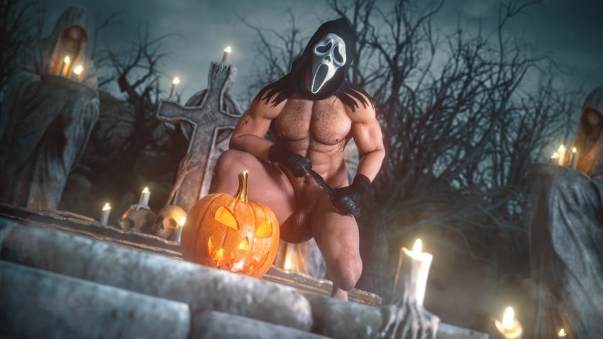 2toneskeleton 3d 3d_model abs balls bara biceps big_balls big_penis erection ghostface ghostface_(scream) halloween holidays male male_nipples male_only manly masked masked_male muscular_male nipples nude pecs penis scream scream_(franchise)