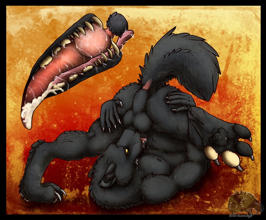 anatomically_correct anatomically_correct_penis animal_genitalia animal_penis anthro anus autofellatio autoknotting backsack ball_nuzzling balls black_fur black_nose canine canine_penis claws cum cum_in_mouth cum_in_own_mouth cum_inside cum_on_self digital_media_(artwork) erection fellatio fur internal knot knotting male male_only mammal masturbation nipples nude oral oral_knotting oral_penetration pawpads paws penetration penile_masturbation penis saliva sex shadow_wolf solo teeth toe_claws tongue upside-down were werewolf wolf x-kid yellow_eyes