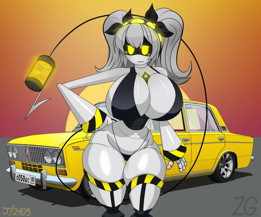 1girls 2d female female_only huge_breasts humanoid j_(murder_drones) lada move_bitch_i_wanna_see_the_car murder_drones robot robot_girl robot_humanoid screen_face solo tagme zhenyagazin