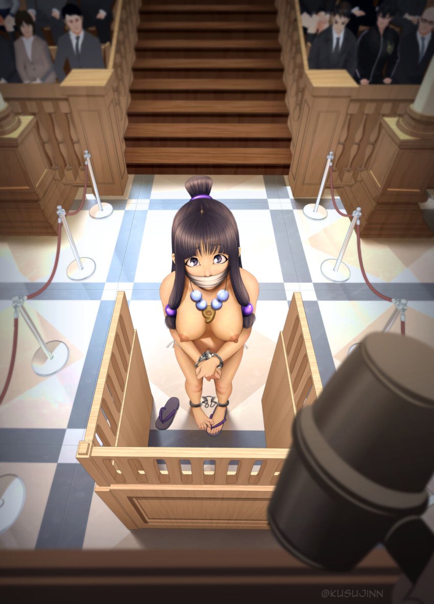 black_hair bondage bound capcom female female_focus female_only gyakuten_saiban human humanoid kidetic kusujinn maya_fey public restrained sandals tagme