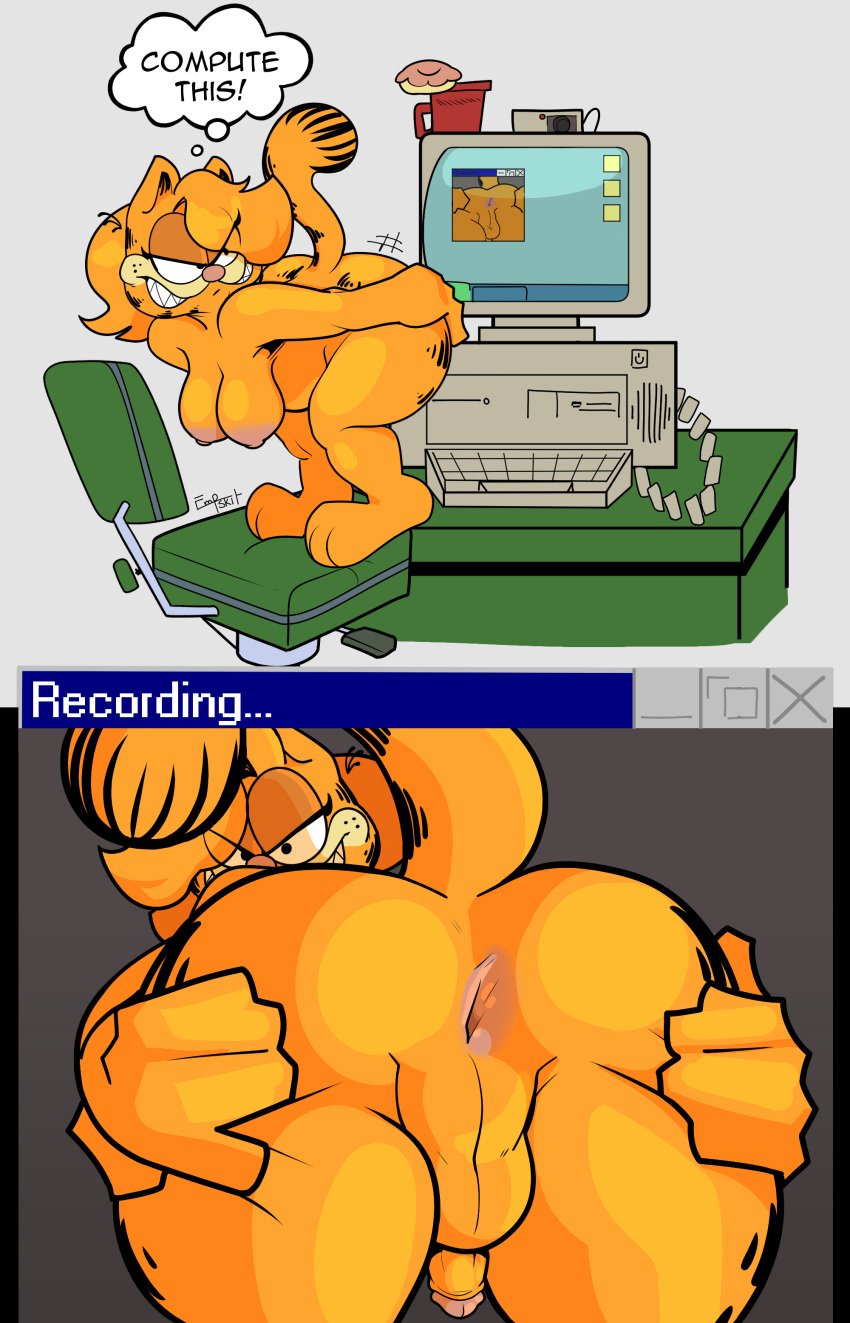 1dickgirl anthro anus ass balls breasts dickgirl edit empskit furry futa_only futa_sans_pussy futanari garfield_(series) garfield_the_cat nude penis tagme