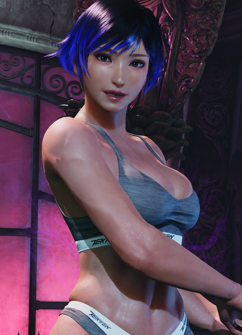 bent_over big_breasts bikini bursting_breasts cleavage envy15re2lm female female_only mod reina_mishima sweat tekken tekken_8 thick_thighs