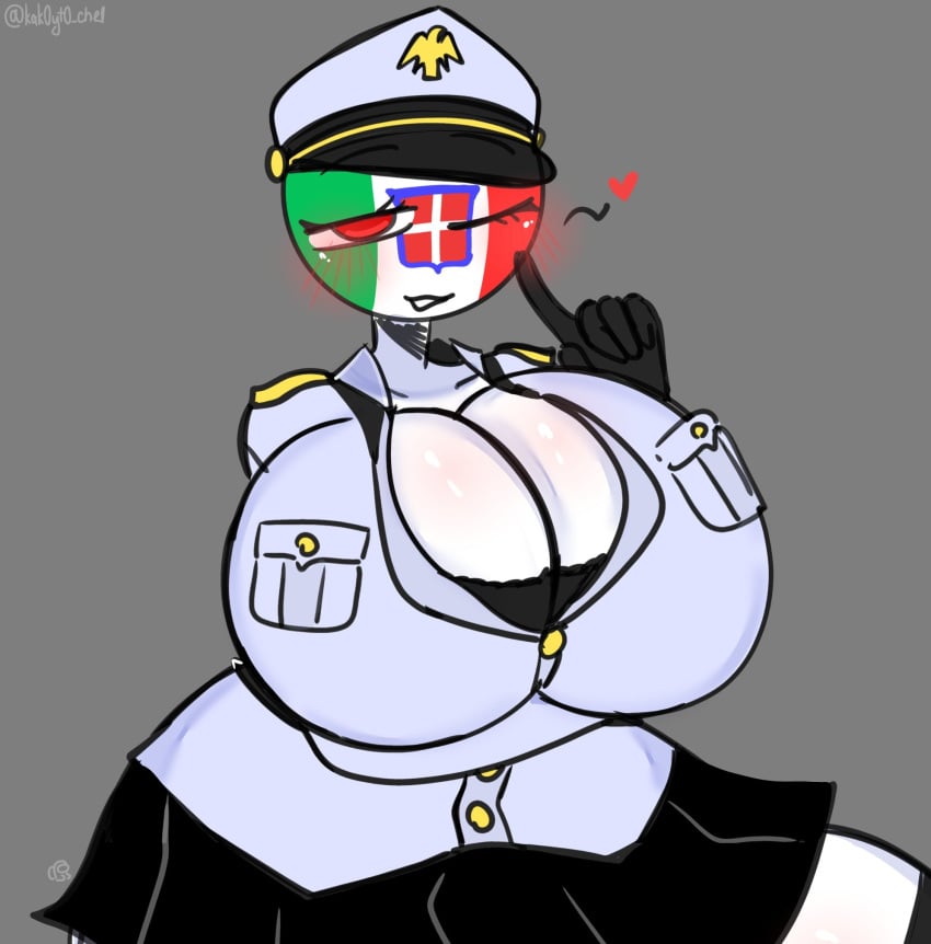 1female 1girl 1girls 1woman amogus_reference artist_signature big_boobs big_breasts big_tits black_gloves blush blushing boobs breasts countryhumans countryhumans_girl fascist_italy_(countryhumans) female female_focus female_only girl girl_focus girl_only gray_background heart huge_boobs huge_breasts huge_tits kak0yt0_chel massive_boobs massive_breasts massive_tits military military_hat military_skirt military_uniform red_eyes red_pupils tits twitter twitter_link white_body white_skin woman woman_focus woman_only