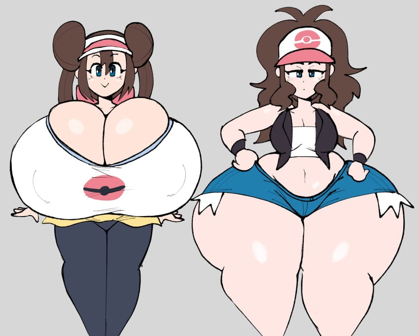 big_ass big_breasts breasts bubble_butt cleavage dork_boi enormous_breasts enormous_thighs female hilda_(pokemon) huge_ass huge_breasts hyper_breasts hyper_thighs lewd_dorky looking_at_viewer nintendo pokemon rosa_(pokemon) thick_thighs wide_hips