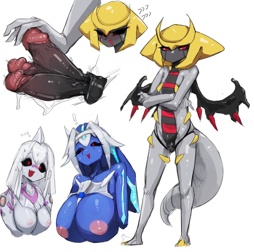 ! ? big_breasts blush breasts dialga fangs female giratina legendary_pokémon legendary_pokemon menyang my700 palkia penis pokémon_(species) pokemon pokemon pokemon_(species) pokemon_dppt teeth