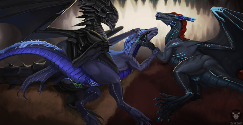 alien alien_(franchise) dark_the_xenodragon darlsol' dragon female feral glenopski group male male/female mythological_creature mythological_scalie mythology scalie tiberia trio xenodragon xenomorph