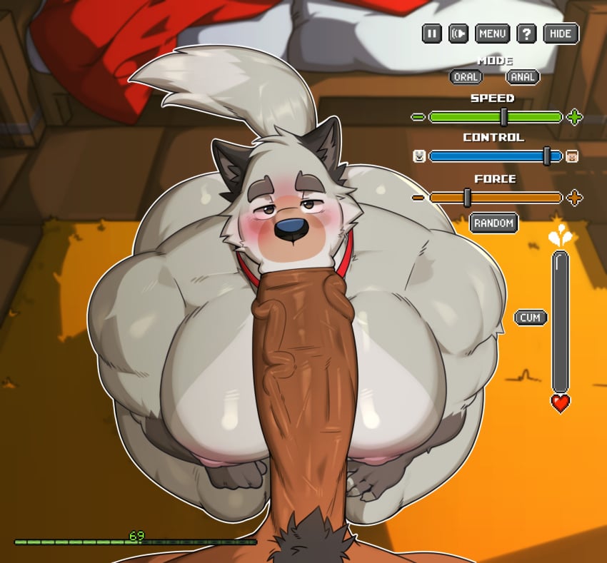 anthro anthrofied bara bara_tiddies bara_tits barazoku bed bedroom big_muscles big_pecs big_penis blush canid canine canis fellatio first_person_view fur furniture gameplay_mechanics gay huge_pecs human human_on_anthro human_penetrating human_penetrating_anthro long_penis looking_at_viewer male male_focus male_only mammal meejikom microsoft minecraft mojang muscles muscular muscular_anthro muscular_male nipples nude oral oral_sex pale_wolf_(minecraft) pecs penis_in_mouth pov pubes steve_(minecraft) submissive submissive_anthro submissive_male sucking_penis tail wolf wolf_(minecraft) yaoi