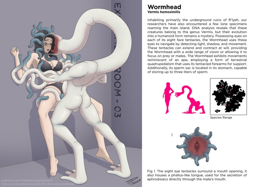 ass big_breasts bra glasses humanoid long_hair monster monster_rape original_character panties restrained science_fiction scientist sweat tentacle tentacle the_tentacle_professor thetentacleprofessor vore wall