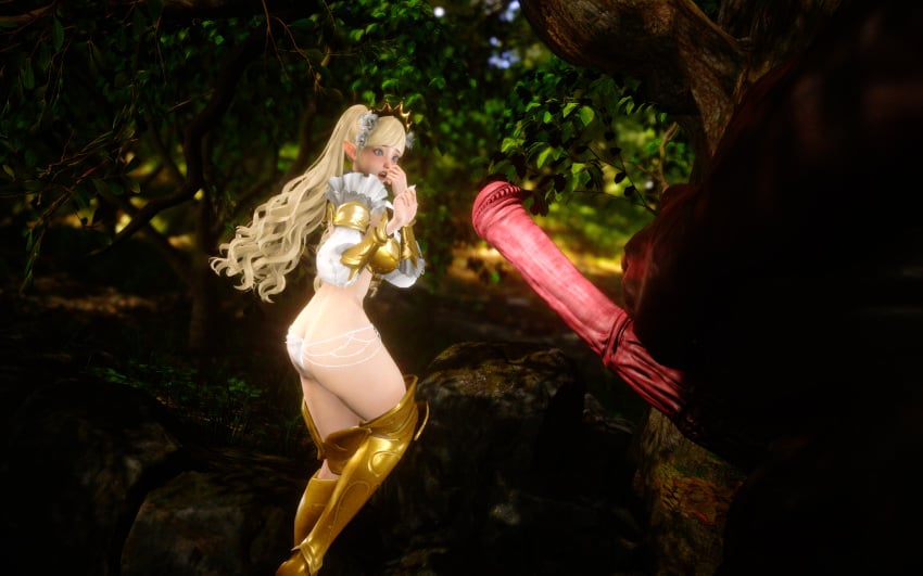 1girls 3d animal_genitalia armor armored_female blonde_female blonde_hair cock_shock elf elf_female elf_girl equine_genitalia equine_penis forest giant giant_penis honey_select_2 horse_penis horsecock huge_cock imminent_rape light-skinned_female light_skin minotaur penis scared scared_expression size_difference surprised twintails viktorkrev