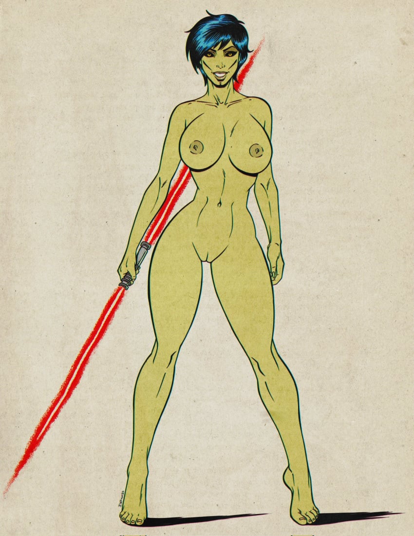 1girls alien big_breasts black_hair breasts female green_skin jaywilliamzart lightsaber mirialan mirialussy nipples nude short_hair sith solo star_wars