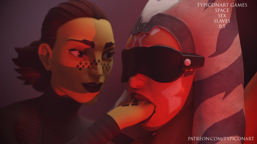 1girls 2girls 3d ahsoka_tano alien alien_girl alien_humanoid barriss_offee blindfold bondage bondage_outfit chains dominant dominant_female fingers hand_in_mouth juice licking naughty open_mouth pussy_juice restrained self_upload slave slavegirl smile smiley_face smiling star_wars submissive submissive_female the_clone_wars:_season_seven typiconart video_games yuri