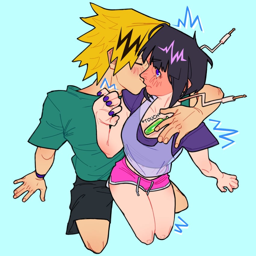 1boy 1girls ass_on_crotch bare_thighs blonde_hair blonde_hair_male blush clothed_variant denki_kaminari female flushed flushed_face jirou_kyouka kaminari_denki kissing kyoka_jiro male male/female my_hero_academia red_face shorts straight voidloop yellow_hair