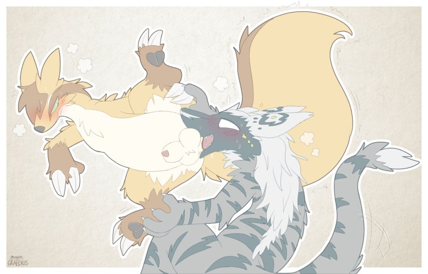 anal anthro anus balls blush deep_rimming duo generation_3_pokemon genitals graedius_(artist) graedius_(linoone) interspecies linoone male male/male nintendo oral penis pokemon pokemon_(species) pokephilia raised_tail rimming sergal sex tail tongue