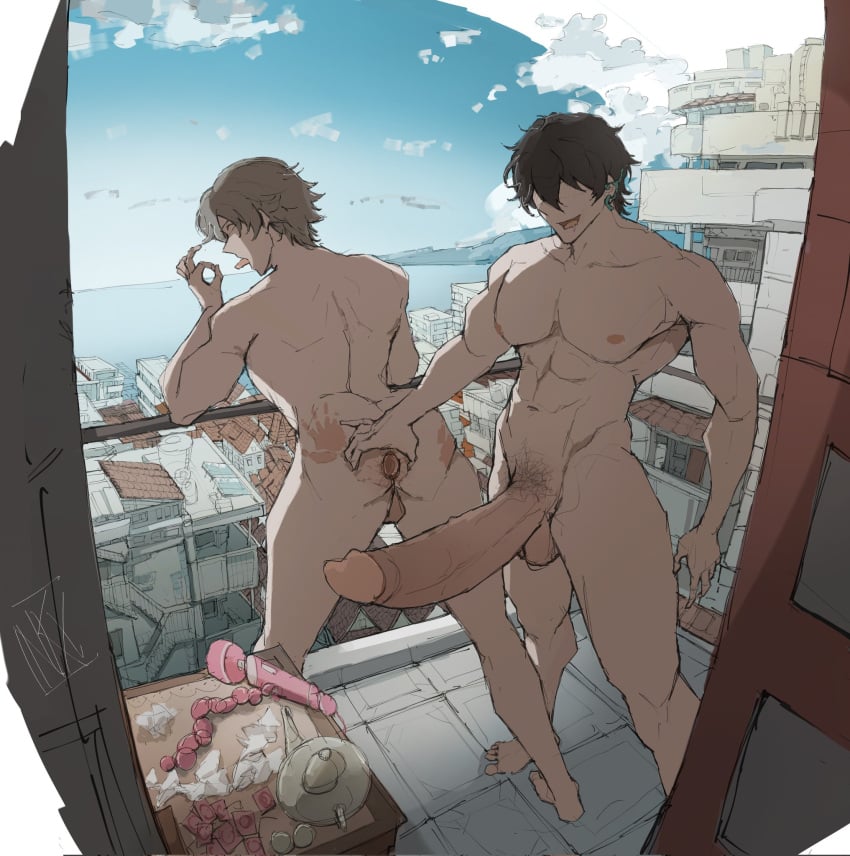 2boys big_penis caelus_(honkai:_star_rail) dan_heng dan_heng_(honkai:_star_rail) gay honkai:_star_rail muscular muscular_male only_male sex_toy