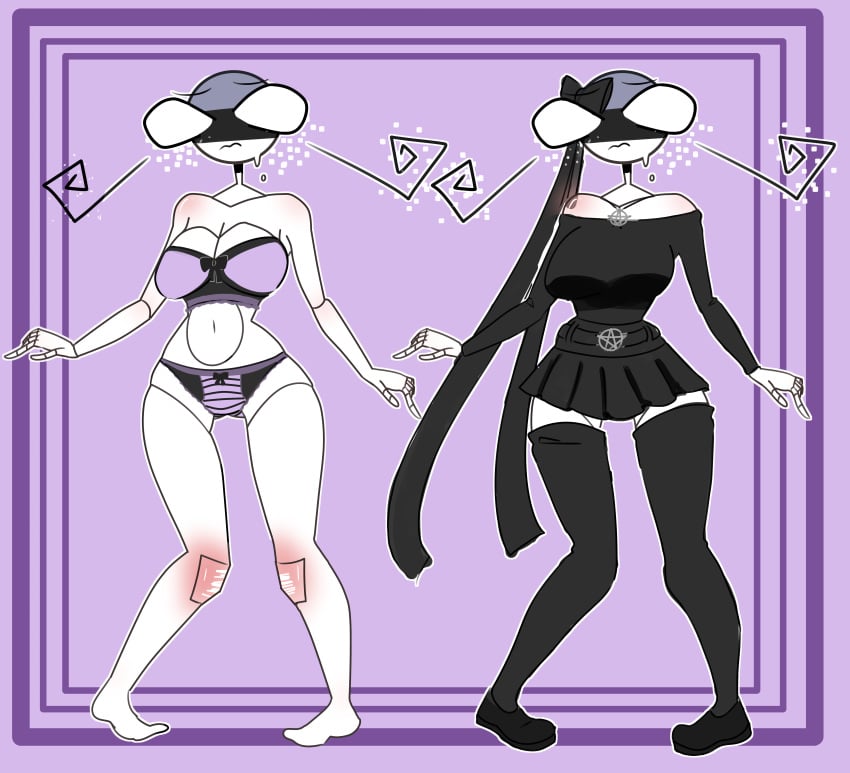 1girls bow bra countryhumans countryhumans_girl estonia_(countryhumans) goth lingerie miniskirt panties we1rd_dude_style