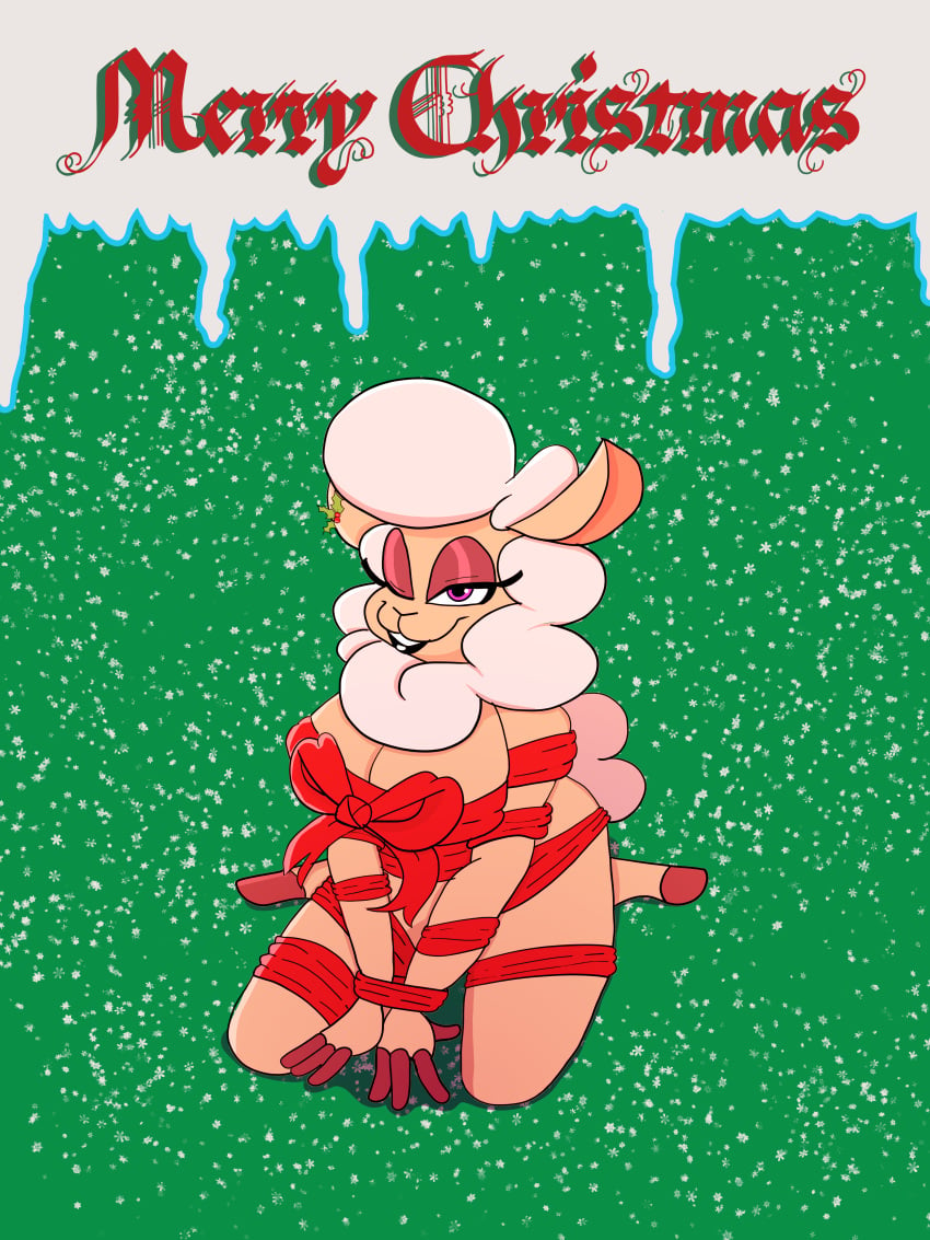 beat_banger christmas covered_breasts dawna_mabel gift_ribonn pink_eyes sheep_girl smile_face