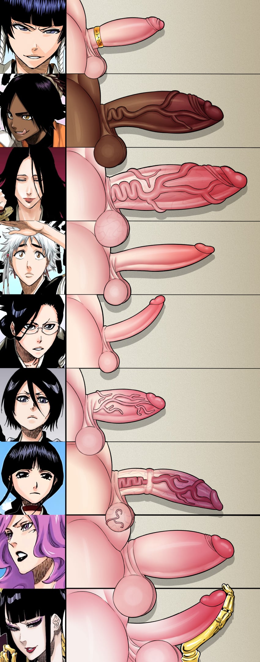 balls balls_bra big_penis bleach bleach:_the_thousand-year_blood_war chart clothing cock_ring dark-skinned_futa dark_skin electricity futa_only futanari girthy girthy_penis hikifune_kirio intersex ise_nanao kotetsu_isane kuchiki_rukia kurotsuchi_nemu large_penis light-skinned_futa light_skin mole mole_on_balls mole_on_penis multiple_futa multiple_penises overnsfw penis penis_accessory penis_chart penis_comparison penis_ornament penis_size_chart penis_size_comparison penis_size_difference shihouin_yoruichi shutara_senjumaru size_chart size_comparison smooth_penis soifon sui-feng unohana_retsu veins veiny_penis